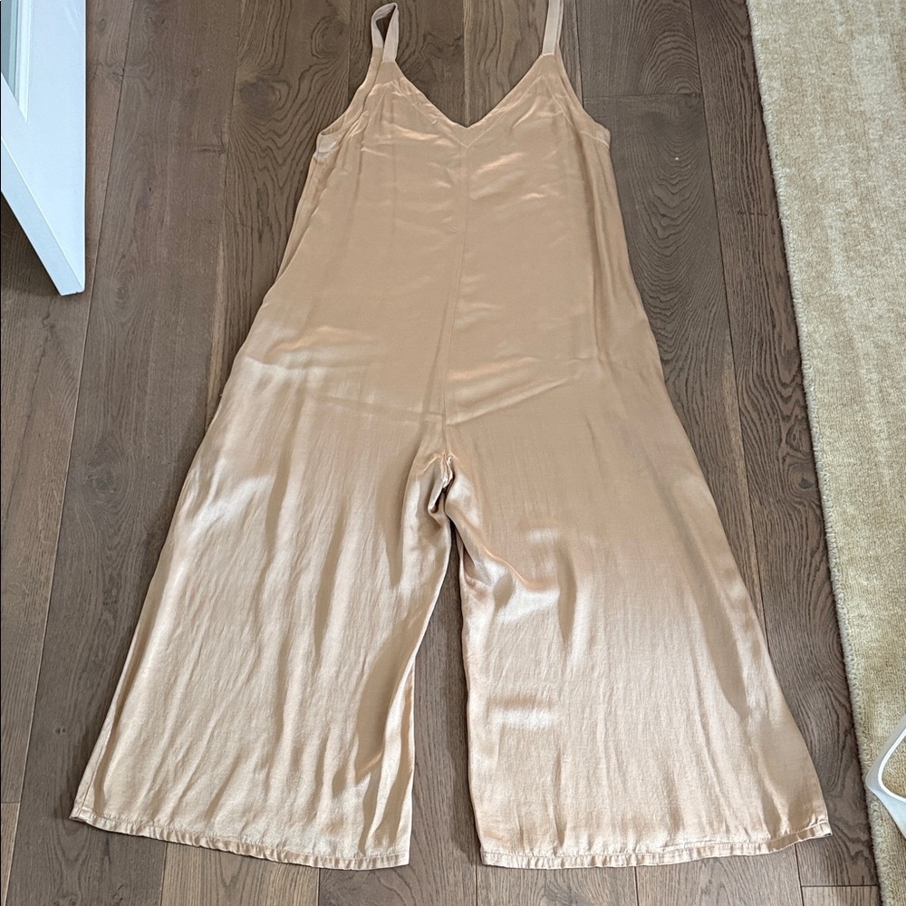 Blush Satin Wide-Leg Jumpsuit | Size Small